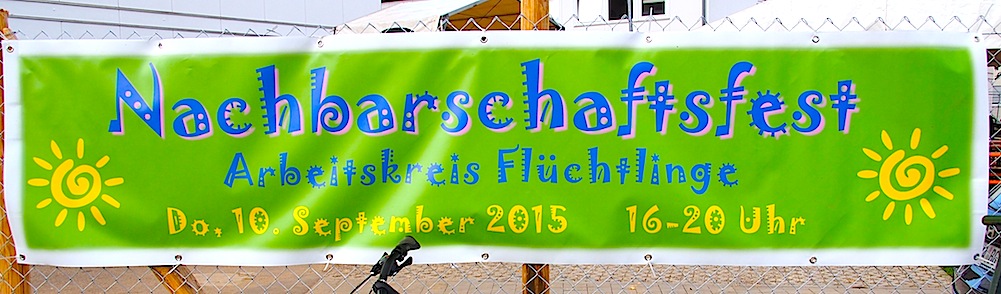 Nachbarschaftsfest im Flüchtlingsdorf Stuttgart Heumaden 10.9.2015