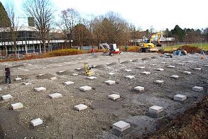 Container-Baustelle beim GSG Stuttgart Sillenbuch