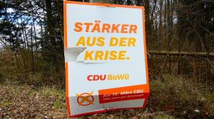 CDU Wahlplakat am Waldrand