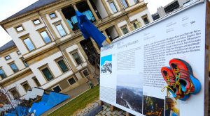 Frauenkopf-Tafel in Ausstellung Kesselhöhen hinter dem Wilhelmspalais