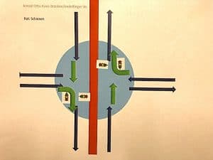Skizze des neuen Kreisverkehrs Hedelfinger Straße/Otto-Konz-Brücken/Kemptener Straße in Wangen
