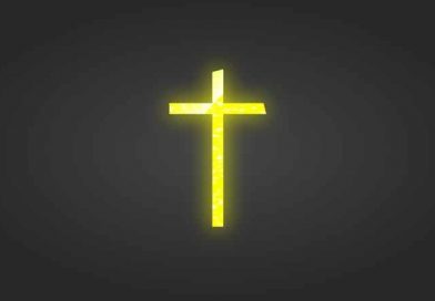 gelbes Kirchenkreuz auf schwarzem Grund