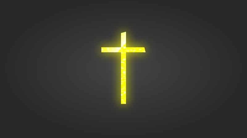 gelbes Kirchenkreuz auf schwarzem Grund