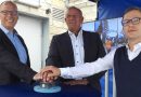 Marcus Schaufuß, Harald Hauser und Kai Freier bei der symbolischen Inbetriebnahme des neuen Wasserbehälters in Rohracker