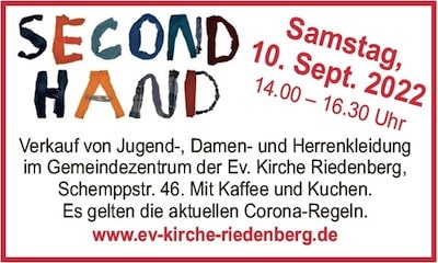 Second Hand Verkauf am 10. September 2022