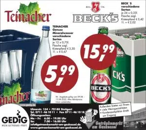 Angebote Getränkemarkt am Gaskessel ab 9.8.