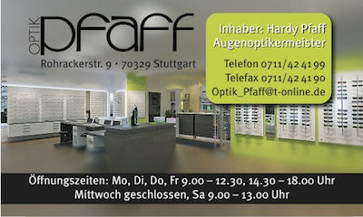 Werbeanzeige Optik Pfaff in Stuttgart-Hedelfingen
