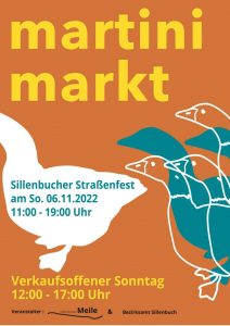 Ankündigung des Martinimarkts in Sillenbuch am 6.11.2022 ab 11 Uhr mit verkaufsoffenem Sonntag