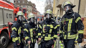 4 Wangener Feuerwehrleute als Atemschutztrupp