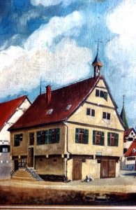 Postkartenfoto vom Alten Rathaus Hedelfingen um 1900