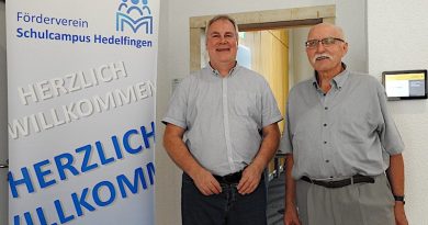 Roger Schenk und Paul Wurm vor der Beiratssitzung des Fördervereins Schulcampus Hedelfingen am 18.7.2023 im Rathaus Stuttgart