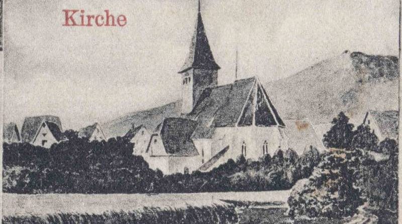 Alte Kirche Hedelfingen als Postkartenmotiv um 1900