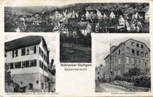 Rohracker-Postkarte mit verschiedenen Schulmotiven um 1923