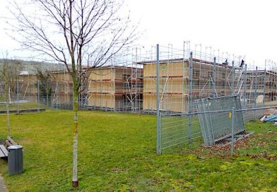 Flüchtlingscamp Amstetter Straße im Aufbau Ende Februar 2024