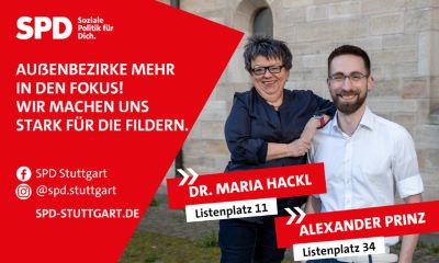 Anzeigenmotiv zur Kommunalwahl von Dr. Maria Hackl und Alexander Prinz, SPD