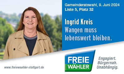 Anzeige zur Kommunalwahl von Ingrid Kreis