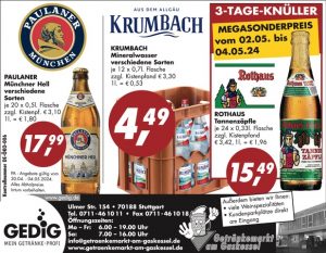 Angebote des Getränkemarkts am Gaskessel vom 30.4. bis 4.5.