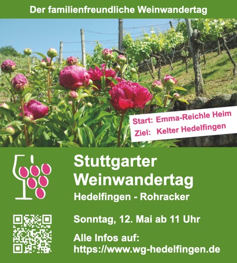 Anzeige der Weingärtnergenossenschaft Hedelfingen zum Weinwandertag am 12. Mai 2024