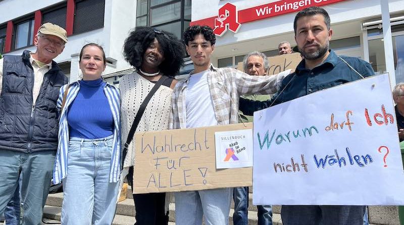 Demonstranten mit Schildern