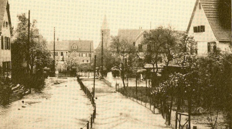 Hochwasser 1914 in Hedelfingen