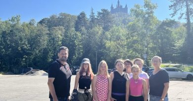 Thomas Durst mit Lea-Teilnehmerinnen vor Burg Hohenzollern