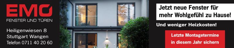 Anzeigenmotiv EMO Fenster und Türen ab September 2025