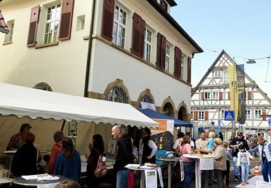 Blick auf Bezirksrathaus und Altes Haus von der belebten Amstetter Straße aus am Knausbira-Sonntag 2023