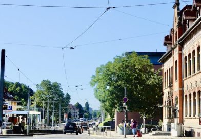 Blick vom Hedelfinger Platz auf die Hedelfinger Straße Richtung Wangen