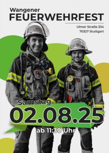 Anzeigenmotiv für das Feuerwehrfest Wangen am 2.8.2025