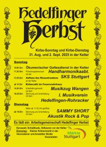 Hedelfinger Herbst mit Kirbe und Krämermarkt 2025 - Programm