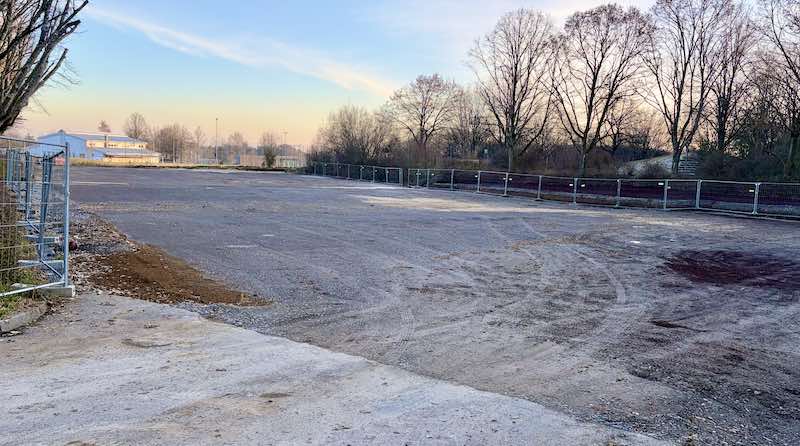 Blick auf die Bauflächen für Auslagerungsbauten und Provisorien beim GSG im Januar 2026