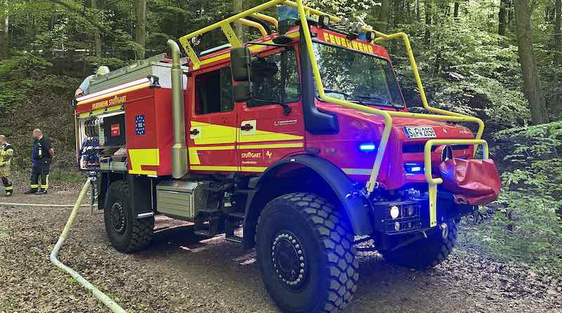 Unimog im Einsatz beim Waldbrand in Rohrackwer am 25.4.2026