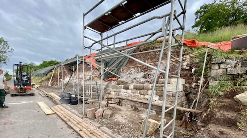 Blick auf Mauerbaustelle am Speidelweg
