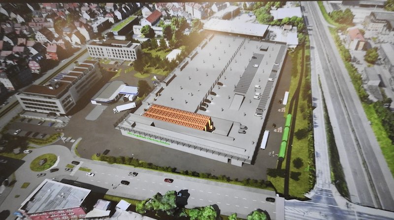 Blick auf geplanten LogistikHub neben der B10 an den Otto-Konz-Brücken in Wangen