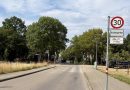Blick von der Florentiner Straße zum Fußgängerüberweg am Ilse-Beate-Jäkel-Weg