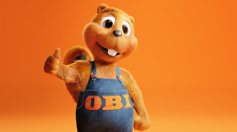OBI-Biber zeigt Daumen hoch