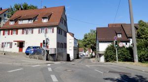 Blick von der Kreuzung beim Plätzle die Rohrackerstraße hinunter