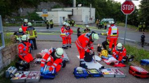 Übung der Feuerwehr Hedelfingen an der Deponie Einöd