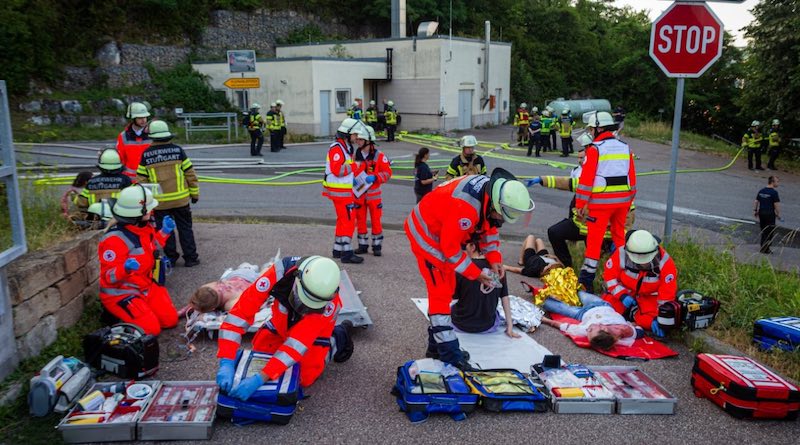 Übung der Feuerwehr Hedelfingen an der Deponie Einöd