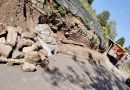 Baustelle an einer Natursteinmauer am Speidelweg oberhalb von Rohracker