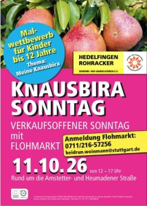 Ankündigung des Knausbira Sonntags in Hedelfingen am 11.10.2026